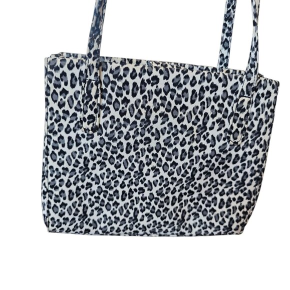 Retro Y2K Snow Leopard Print Shoulder Bag Purse Black And‎ White Animal Print - Picture 4 of 9